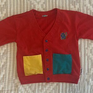 Vintage Sprockets Red Button Cardigan w/ Lion
